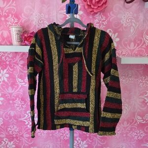 Striped Women's Hoodie - Black, Red, Yellow